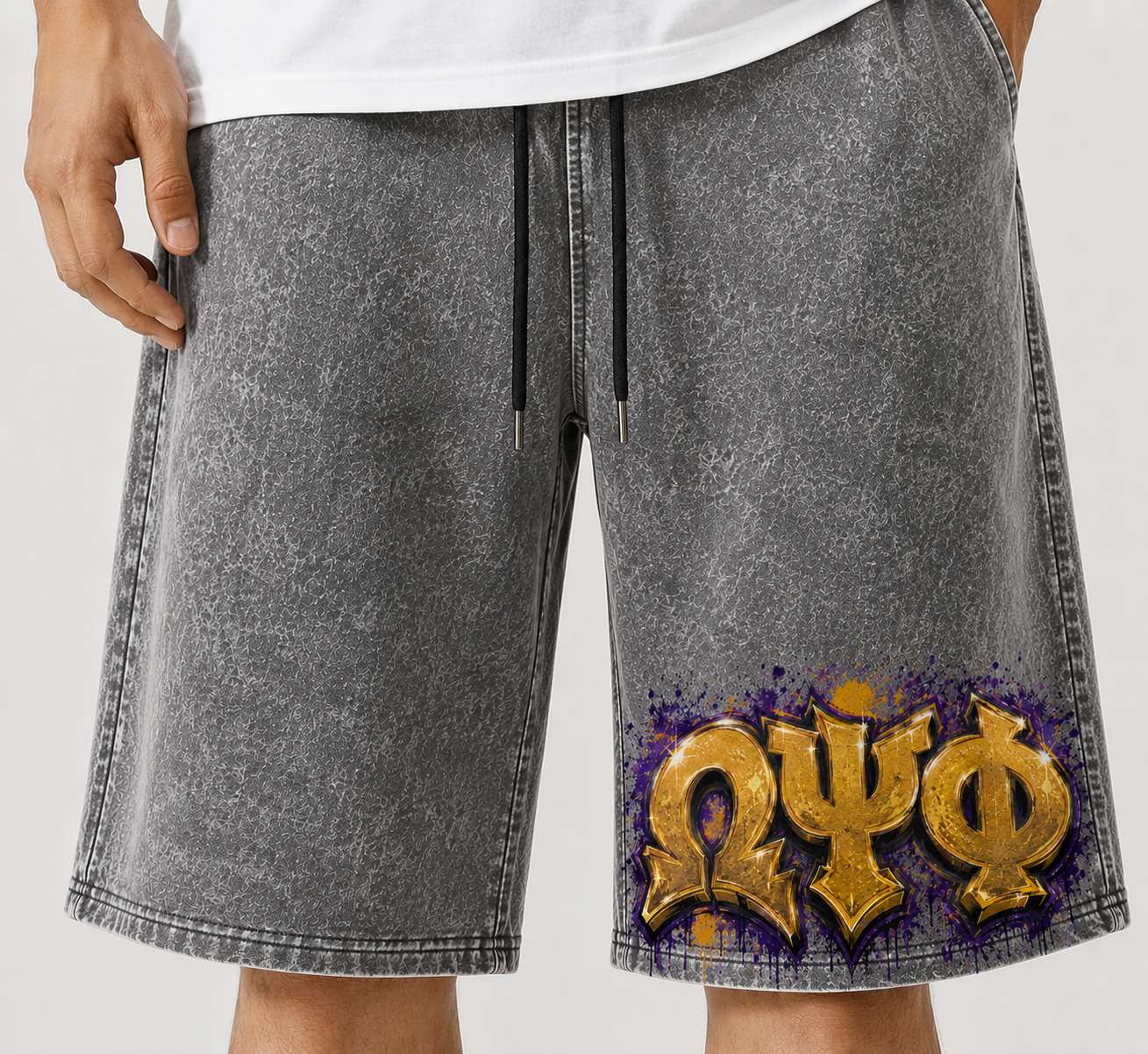Grey Gold Letter shorts